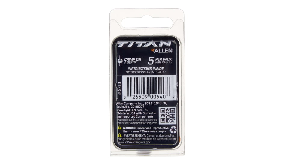 Titan Brass Arrow Nock Set, 5 Pack, Metal, 540