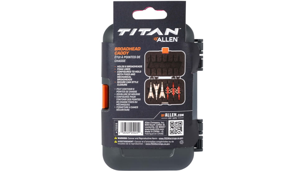 Titan Broadhead Box and Caddy, Gray/Orange, 5.5 in x 3.75 in, 7009