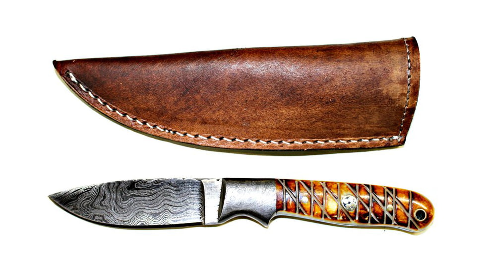 Titan Damascus Fixed Blade Knife 7.3in TD-102, TDK-102