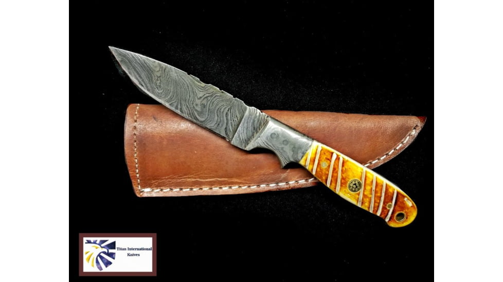 Titan Damascus Fixed Blade Knife 7.3in TD-102, TDK-102