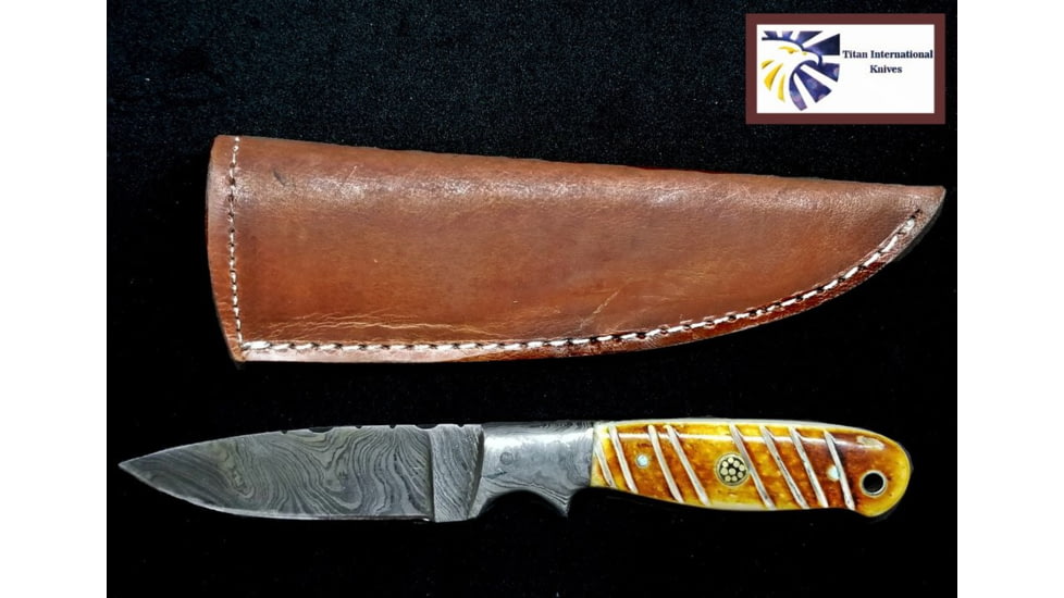 Titan Damascus Fixed Blade Knife 7.3in TD-102, TDK-102