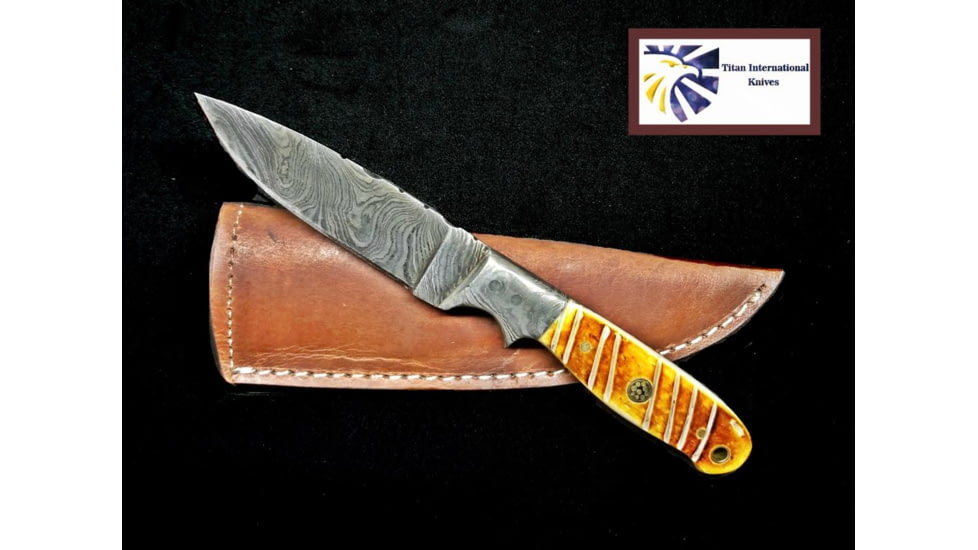 Titan Damascus Fixed Blade Knife 7.3in TD-102, TDK-102