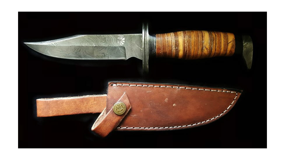 Titan Damascus Fixed Blade Knife 8.3in TD-098, TDK-98