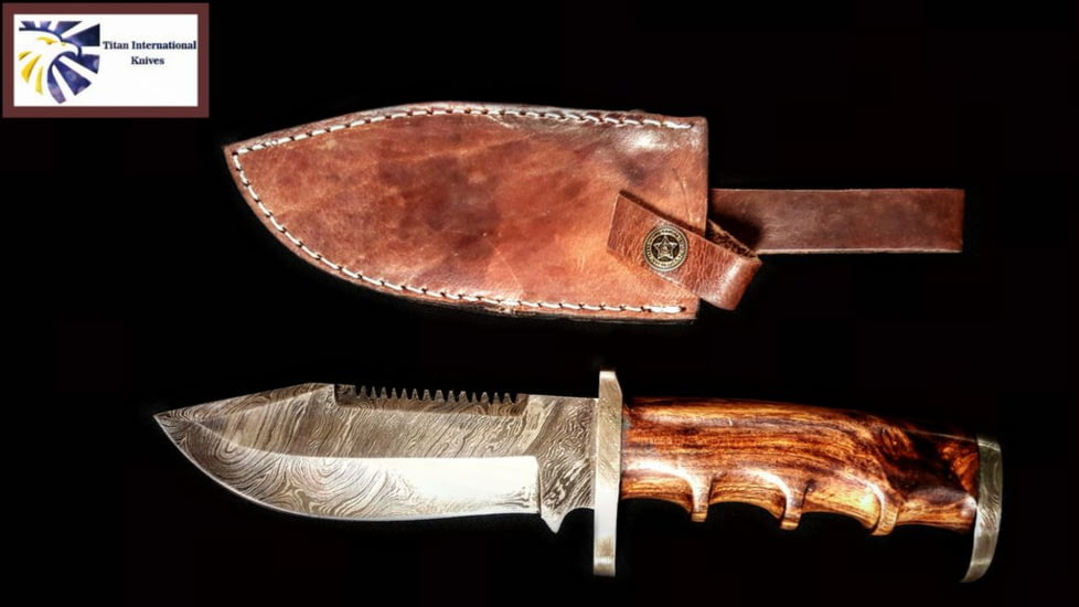 Titan Damascus Fixed Blade Knife 8in TD-105, TDK-105