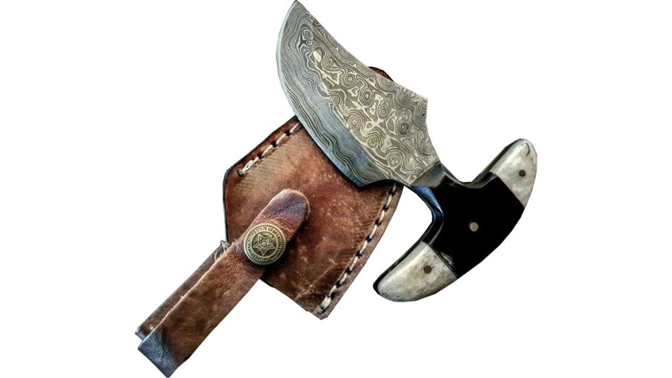Titan Damascus Fixed Blade Knives, Overall Length - 4.2 in, Blade Length - 2.7 in, Handle Material - Bullhorn &amp; Camel Bone TD -091