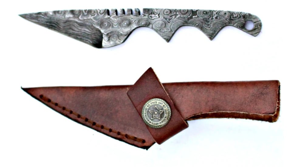 Titan Damascus Steel Fixed Knife 4.9in TD-062, TDK-62