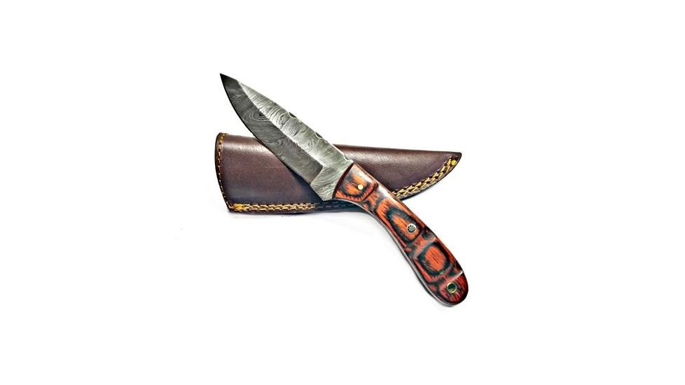 Titan Hand Forged Knife, Damascus Knife, Drop-Style Blade, Rosewood Scales Hunting Knife by Titan TD-180, 4.3in TD-180