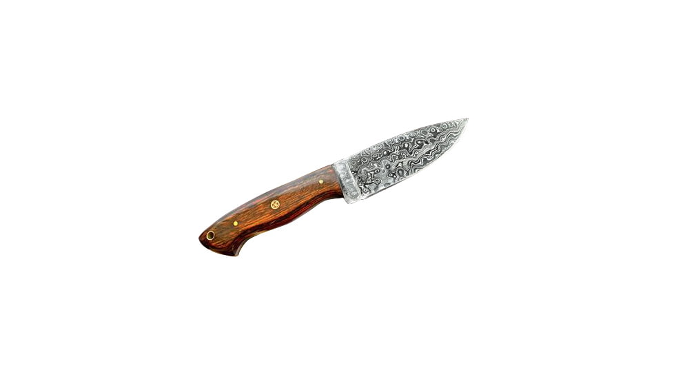 Titan International Knives Damascus 10in Custom Handmade Forged Damascus Steel Hunting Bowie Knife Fixed Blade Diamond Wood Handle w/ Leather Sheath, 8 inch, TDK-226