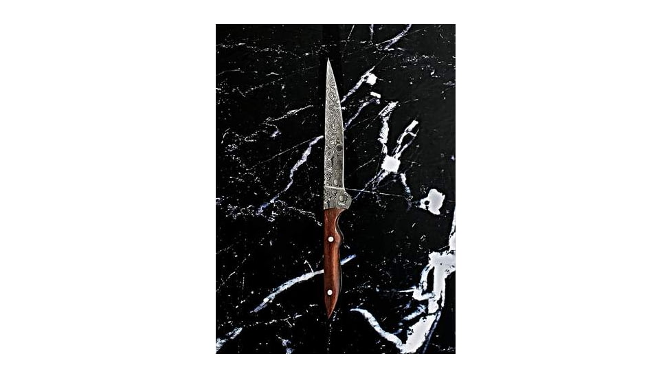 Titan International Knives Damascus Custom Handmade Full Tang Rosewood Handle Steel Hunting Knife, 8 inch, TDK-220