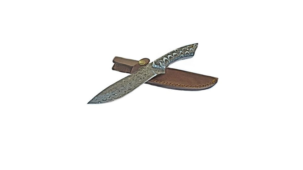 Titan International Knives Damascus Custom HandmadeSteel Arylic Grip Knife, 8 inch, TDK-224