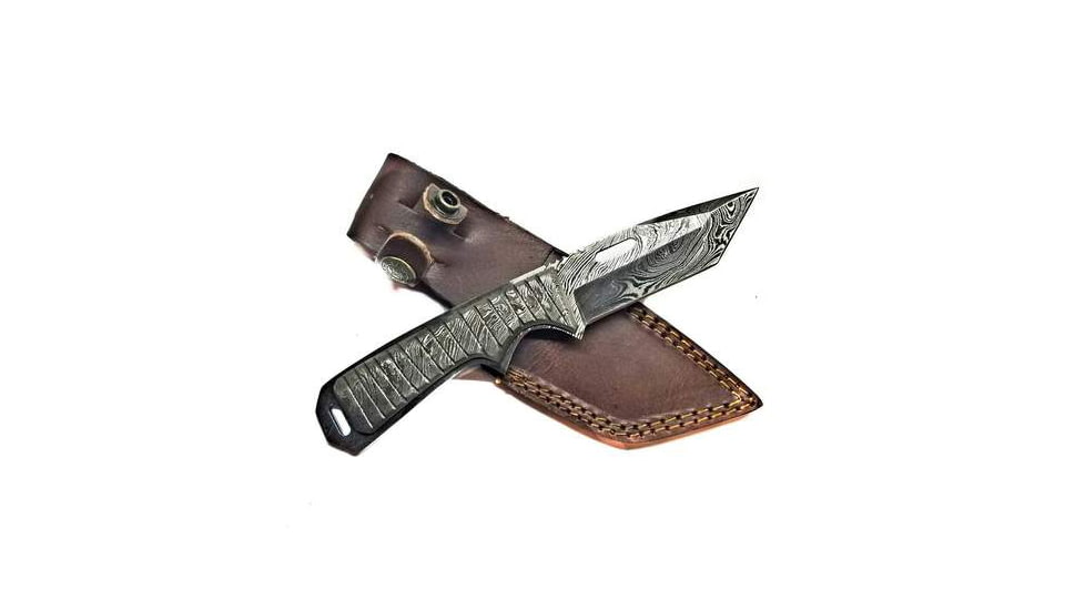 Titan International Knives Damascus Full Tanto Tier Fixed Blade Knife, 8 inch, TDK-247