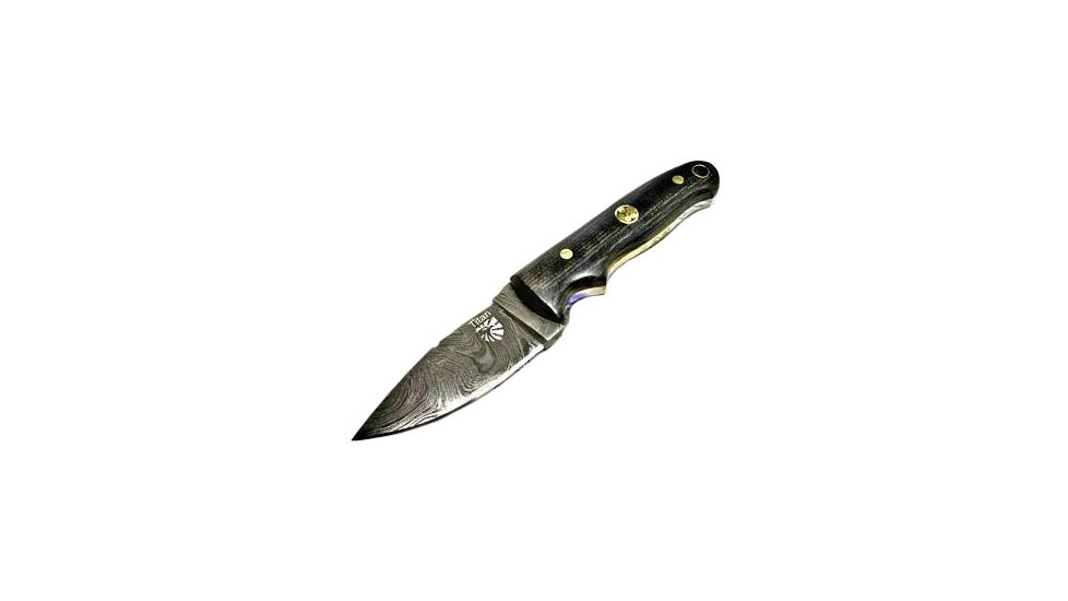 Titan International Knives Damascus Steel Drop Point Knife, Mini Everyday Carry - Micarta Grip, 3.1in Blade, Micarta Handle, 6in TD-202