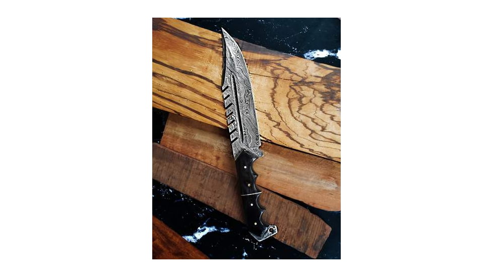 Titan International Knives Damascus Titan Predator Fixed Blade Knife, 8 inch, TDK-236