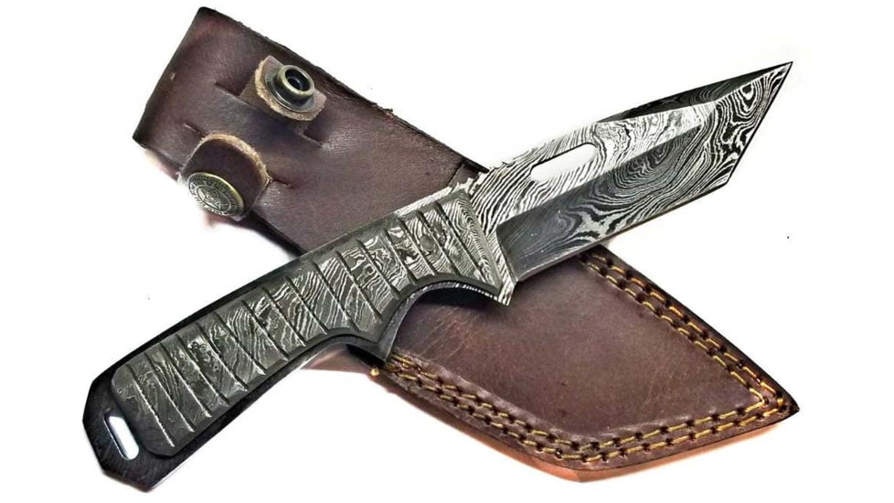 Titan International Knives Full Damascus Tanto Tier Hunting Knife, 4.5in Blade, 8in Overall, TDK-207