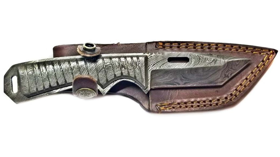 Titan International Knives Full Damascus Tanto Tier Hunting Knife, 4.5in Blade, 8in Overall, TDK-207