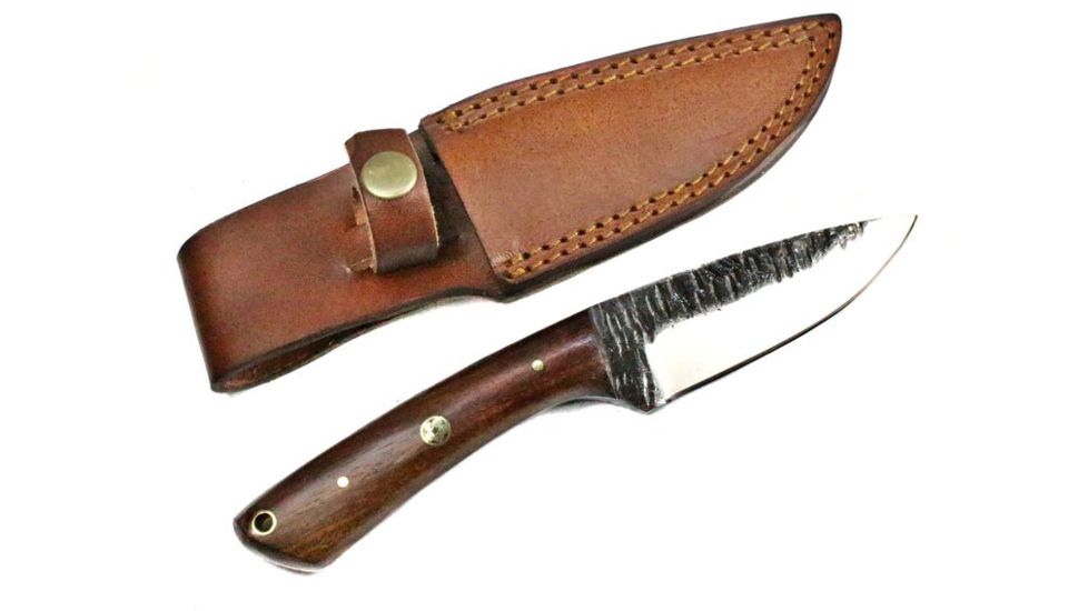 Titan International Knives Hand Forged Hunting/Utility Knife w/ Custom Carbon 4in Blade, Rose Wood Handle, 7.4in Overall TC-012