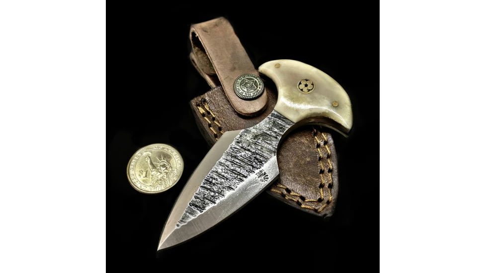 Titan International Knives Push Dagger Knife, 2.5in, Carbon Steel, Dagger, Camel Bone, TCK-50