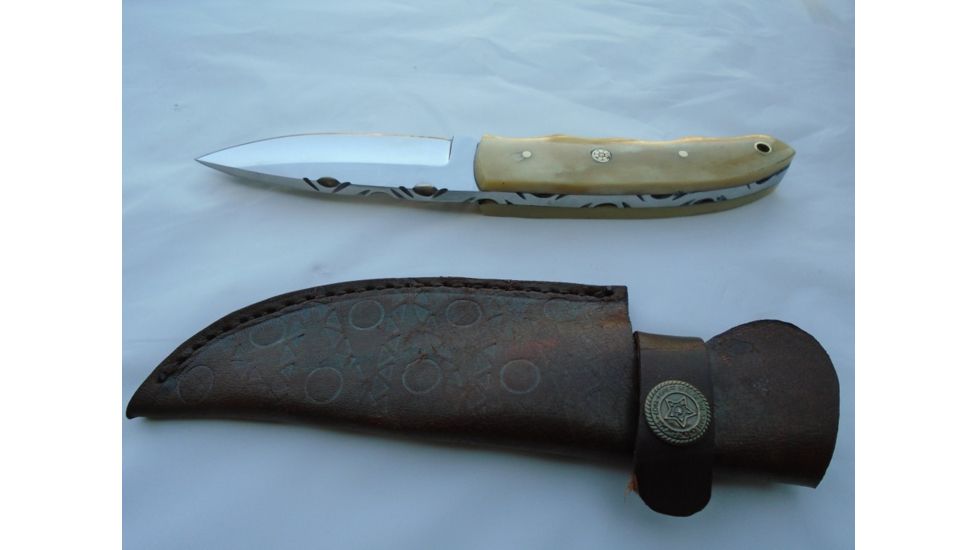 Titan J2 Japanese Steel Fixed Knife, TJ-017, Camel Bone Handle, 4in. Blade TJK-17