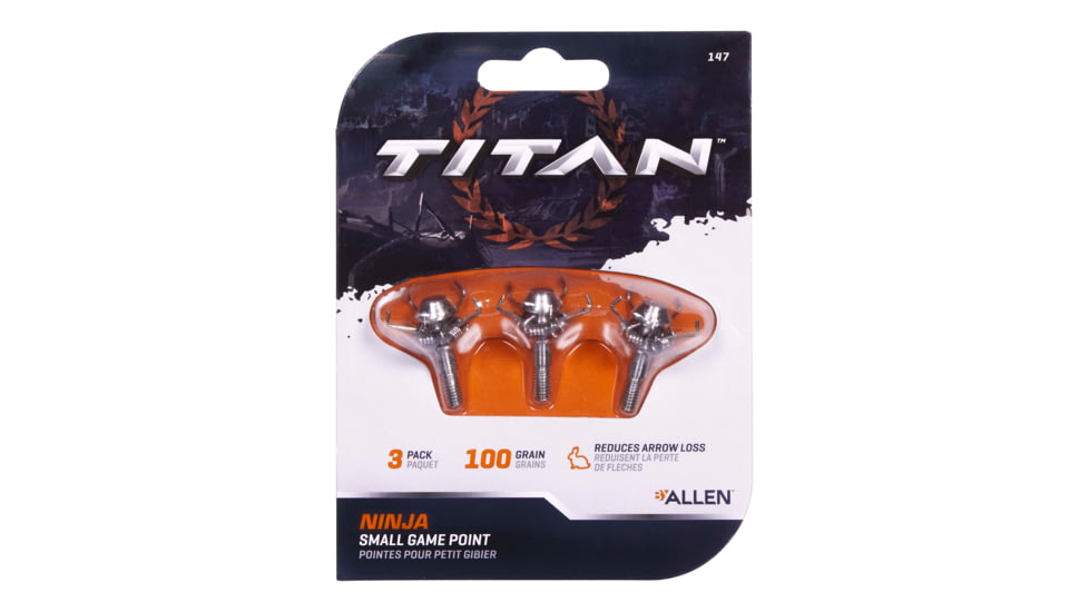 Titan Ninja Small Game Archery Point, 3 Pack, Silver, 100 Grain, 147