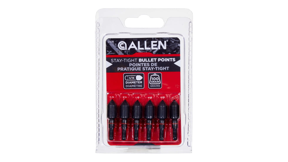 Titan Stay Tight Bullet Point, 6 Pack, 100 Grain, Black, 5/16in, 1478