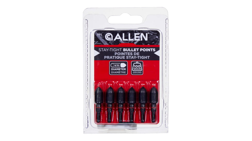 Titan Stay Tight Bullet Point, 6 Pack, 100 Grain, Black, 9/32in, 1483