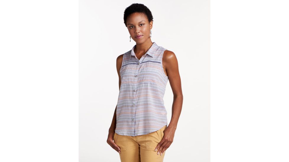 Toad&amp;Co Airbrush Women's Sleeveless Deco Shirt, Lilac Stripe, Large T1212700-500-L