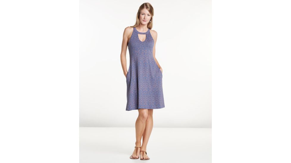 Toad&amp;Co Avalon Sleeveless Dress, Blueberry Batik Dot Print, Extra Small T1772804-424-XS