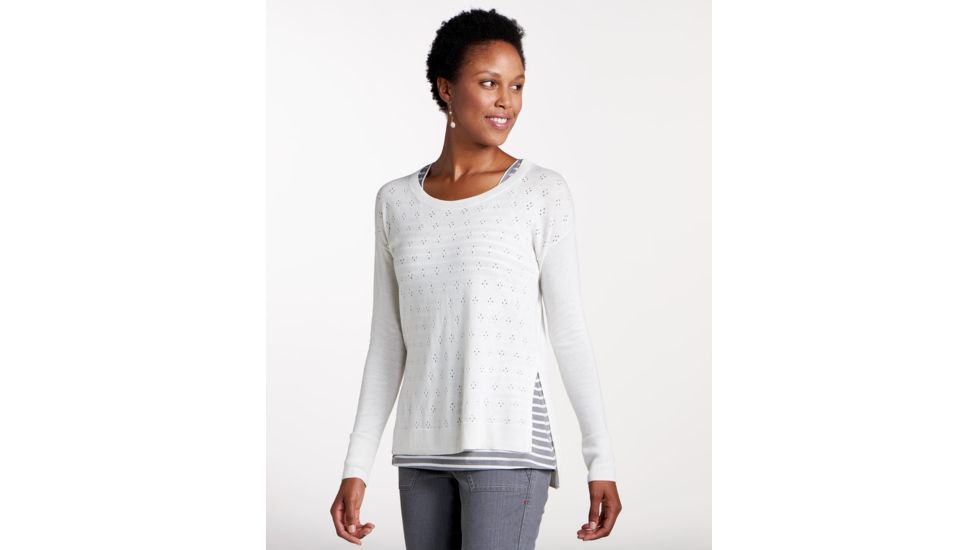 Toad&amp;Co Cambria Pointelle Crew Womens Top, Egret, Large T1072801-020-L