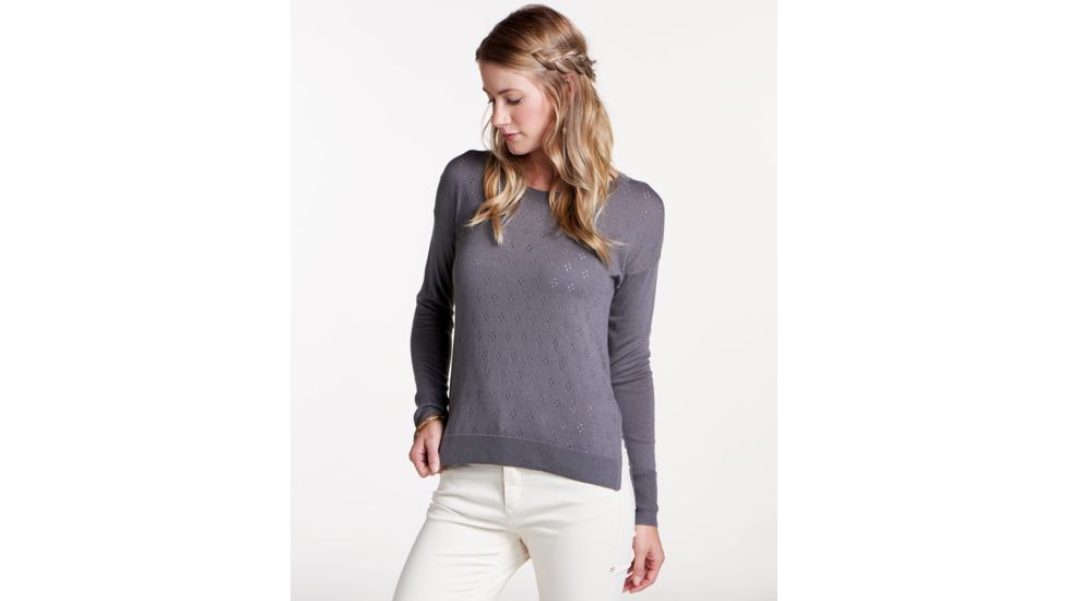 Toad&amp;Co Cambria Pointelle Crew Womens Top, Smoke, Large T1072801-259-L