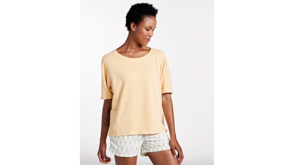 Toad&amp;Co Couvert Hemp Women's Short Sleeve Pullover, Polenta Heather, Large T1082800-700-L