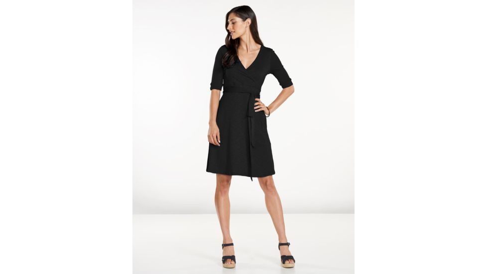 Toad&amp;Co Cue Wrap Cafe Short Sleeve Dress, Black, Extra Large, T1772808-100-XL