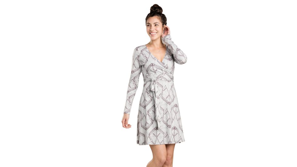 Toad&amp;Co Cue Wrap Long Sleeve Dress, Chrome Yard Sale Print, S, T1771702-097-S
