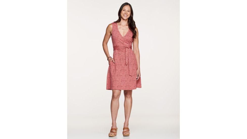 Toad&amp;Co Cue Wrap Sleeveless Dress, Guava Wave Print, Medium T1772801-670-M