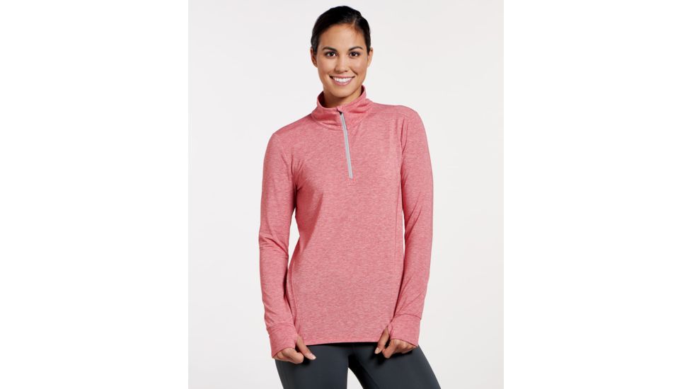 Toad&amp;Co Debug Swifty Womens Quarter Zip Top, Guava Heather, Large, T1241714-666-L