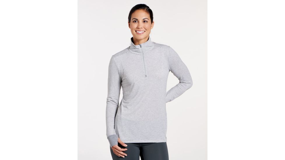 Toad&amp;Co Debug Swifty Womens Quarter Zip Top, Egret Stripe, Medium, T1241714-026-M