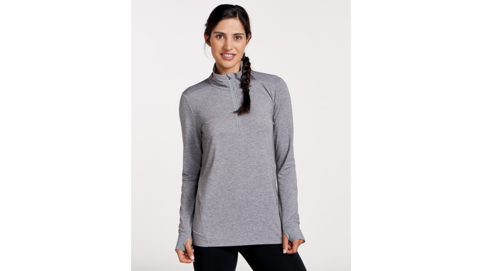 Toad&amp;Co Debug Swifty Womens Quarter Zip Top, Heather Grey, Large T1241714-111-L