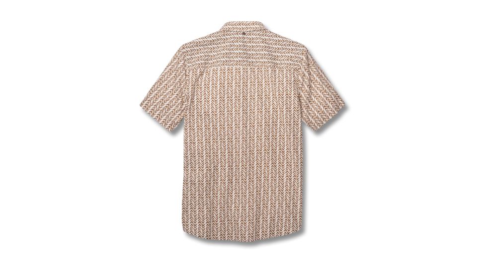 Toad&amp;Co Fletch Print Men's Short Sleeve Shirt, Salt Birdseye Print, Large T2222501-106-L