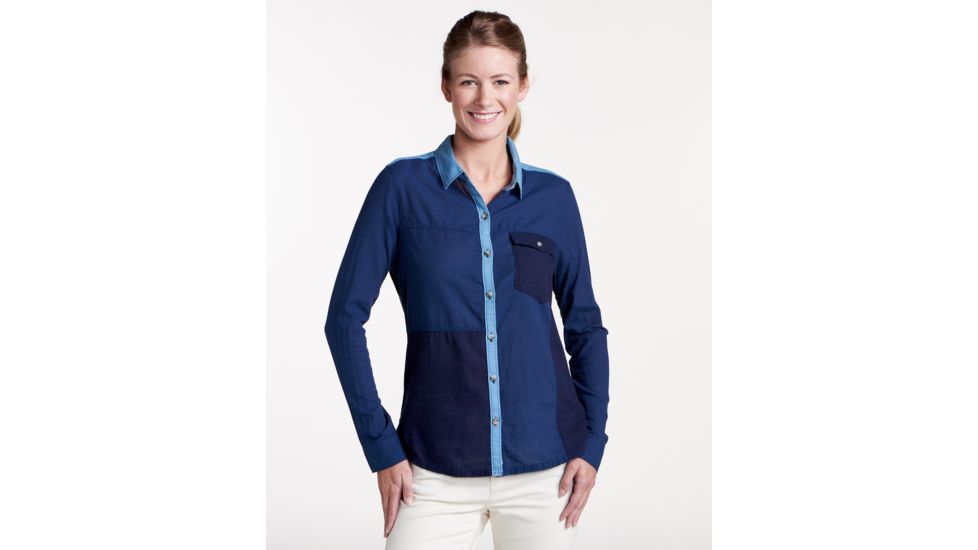 Toad&amp;Co Las Indigas Womens Long Sleeve Shirt, Medium Indigo Solid, Large T1252803-922-L