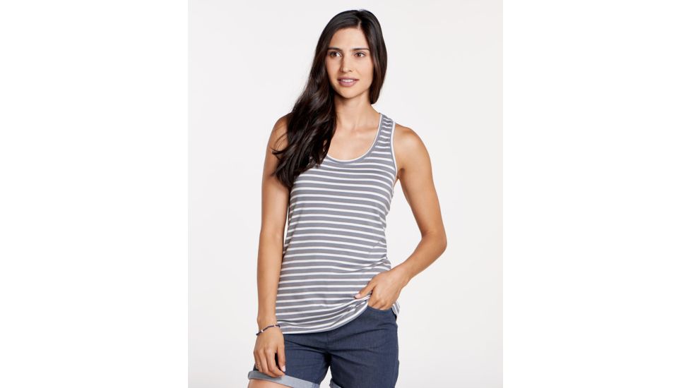 Toad&amp;Co Lean Layering Womens Tank, Smoke Balanced Stripe, Large T1111500-033-L