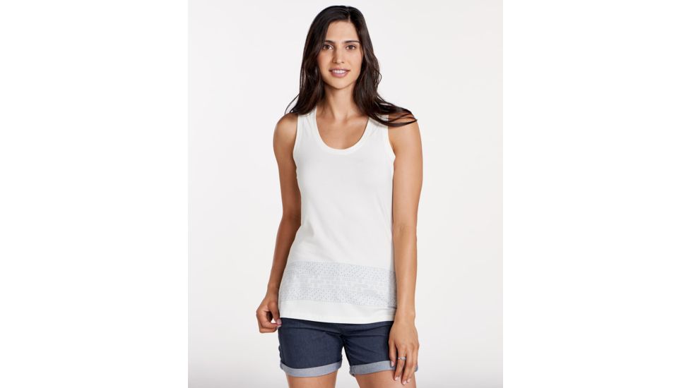 Toad&amp;Co Lean Layering Womens Tank, Egret Border Print, Extra Small T1111500-122-XS