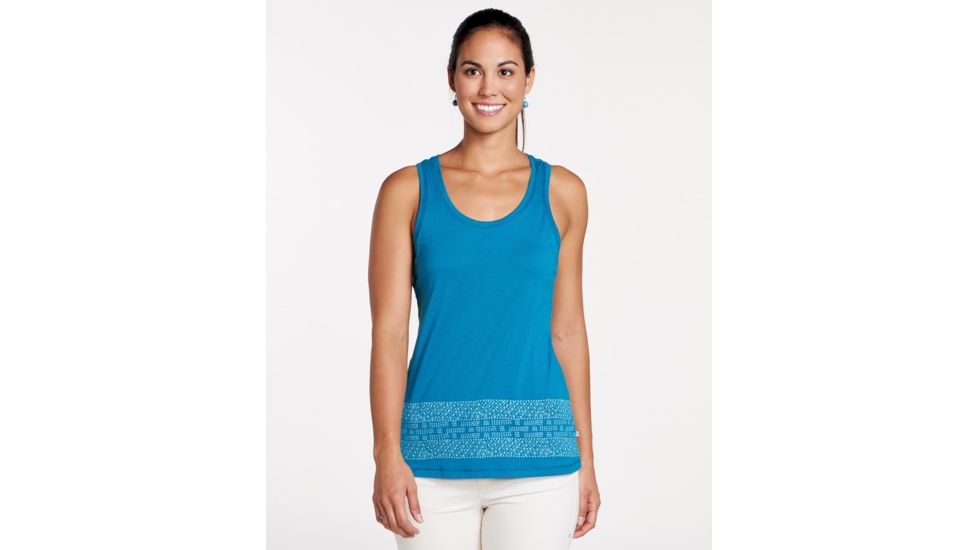 Toad&amp;Co Lean Layering Womens Tank, Deepwater Border Print, Small T1111500-401-S