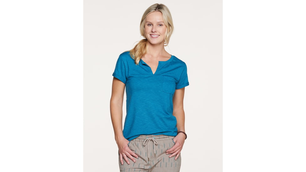 Toad&amp;Co Sambasta Women's Short Sleeve Tee, Deepwater, Extra Small T1002802-421-XS