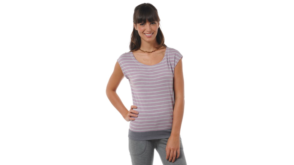 Toad&amp;Co Slubstripe Cap Tee - Women's-Misty Violet Stripe-Large