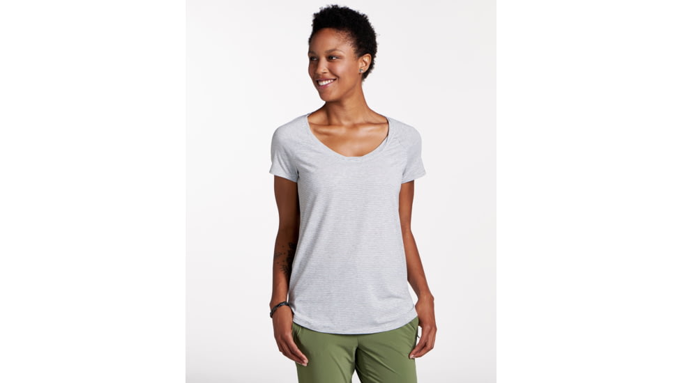 Toad&amp;Co Swifty Women's Scoop Neck Tee, Egret Stripe, Large T1002801-026-L