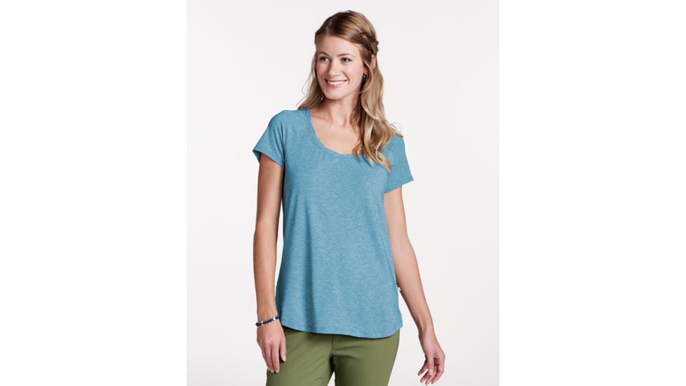 Toad&amp;Co Swifty Women's Scoop Neck Tee, Deepwater Heather, Large T1002801-459-L
