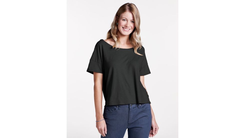 Toad&amp;Co Tissue Crop Womens Short Sleeve Tee, Black, Medium T1002803-100-M