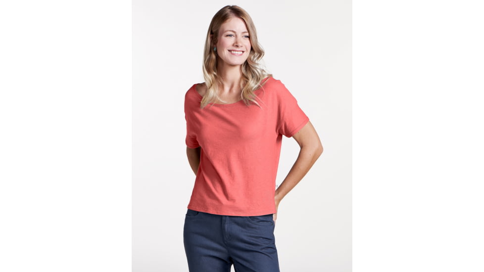 Toad&amp;Co Tissue Crop Womens Short Sleeve Tee, Guava, Large T1002803-851-L