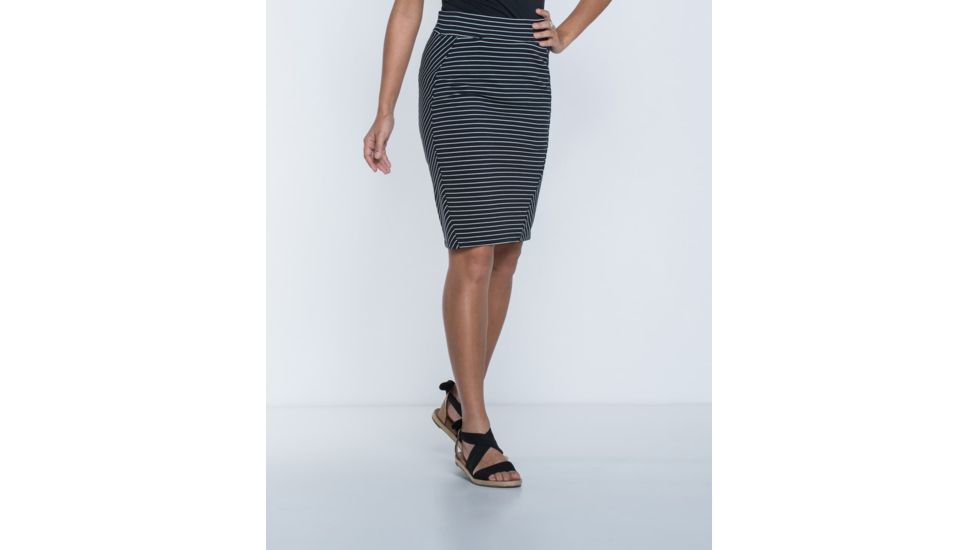 Toad&amp;Co Transita 21 Inch Skirt, Black Thin Stripe, Large T1842702-014-L