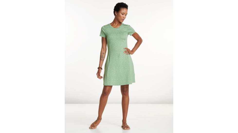 Toad&amp;Co Windmere Short Sleeve Dress, Agave Batik Dot Print, Large T1772802-305-L