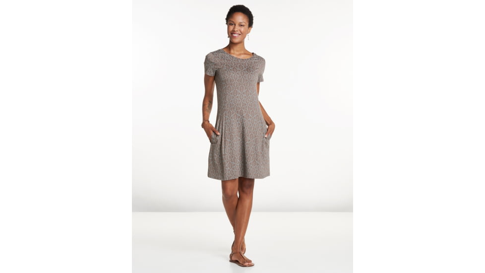 Toad&amp;Co Windmere Short Sleeve Dress, Falcon Brown Batik Dot Print, Medium T1772802-209-M